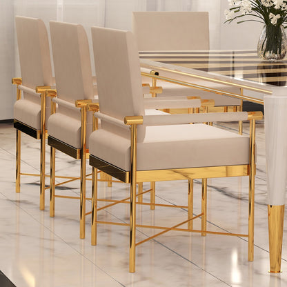 Chic High End Designer Polished Brass Veneered Dining Set