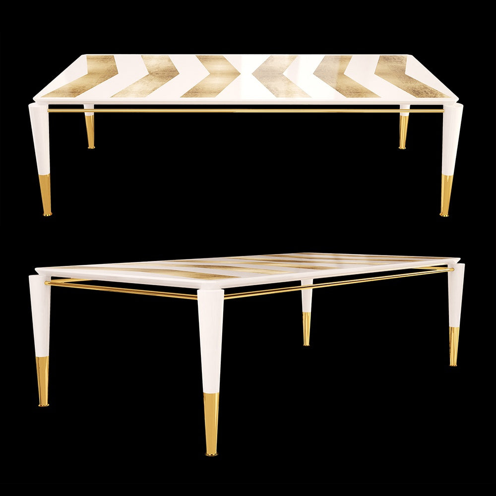 Chic High End Designer Polished Brass Veneered Dining Set