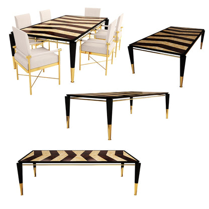 Chic High End Designer Polished Brass Veneered Dining Set