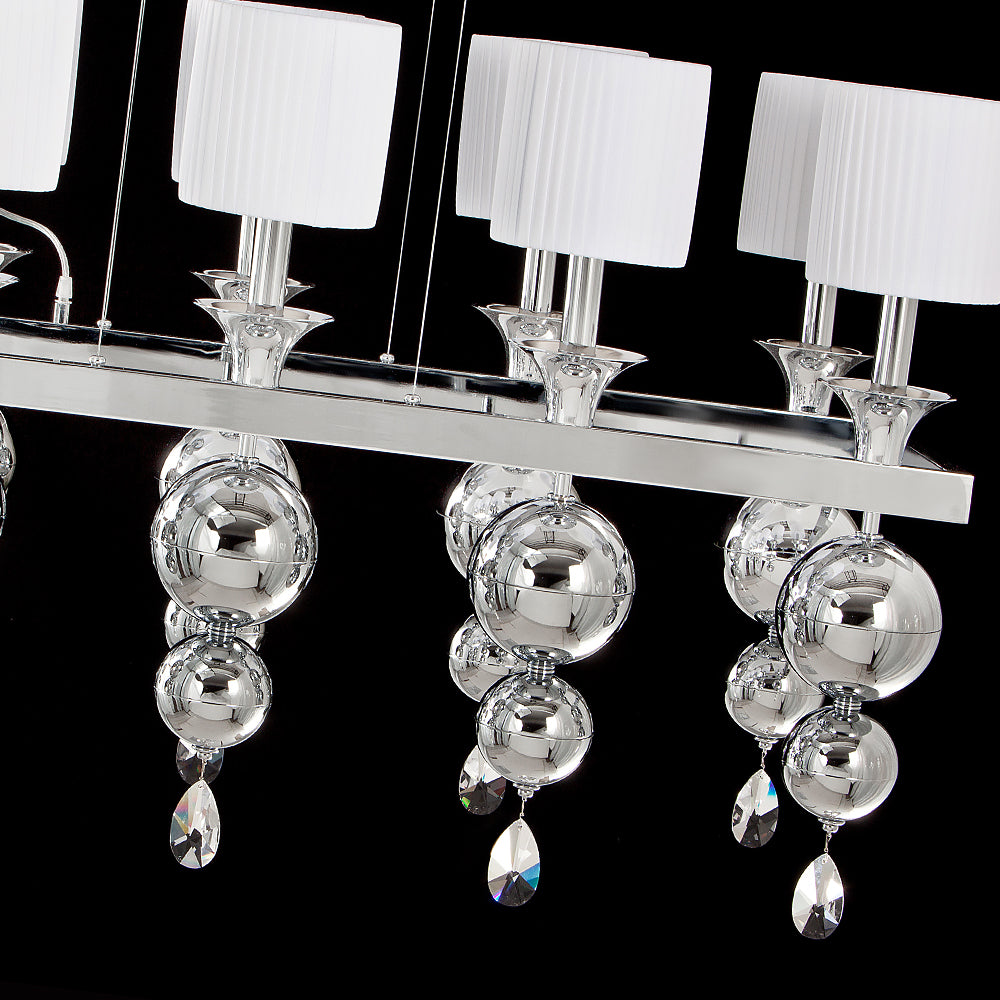 Modern Italian Rectangular Polished Chrome Chandelier