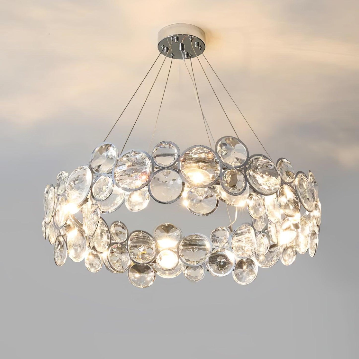 Chrome Round Crystal Chandelier