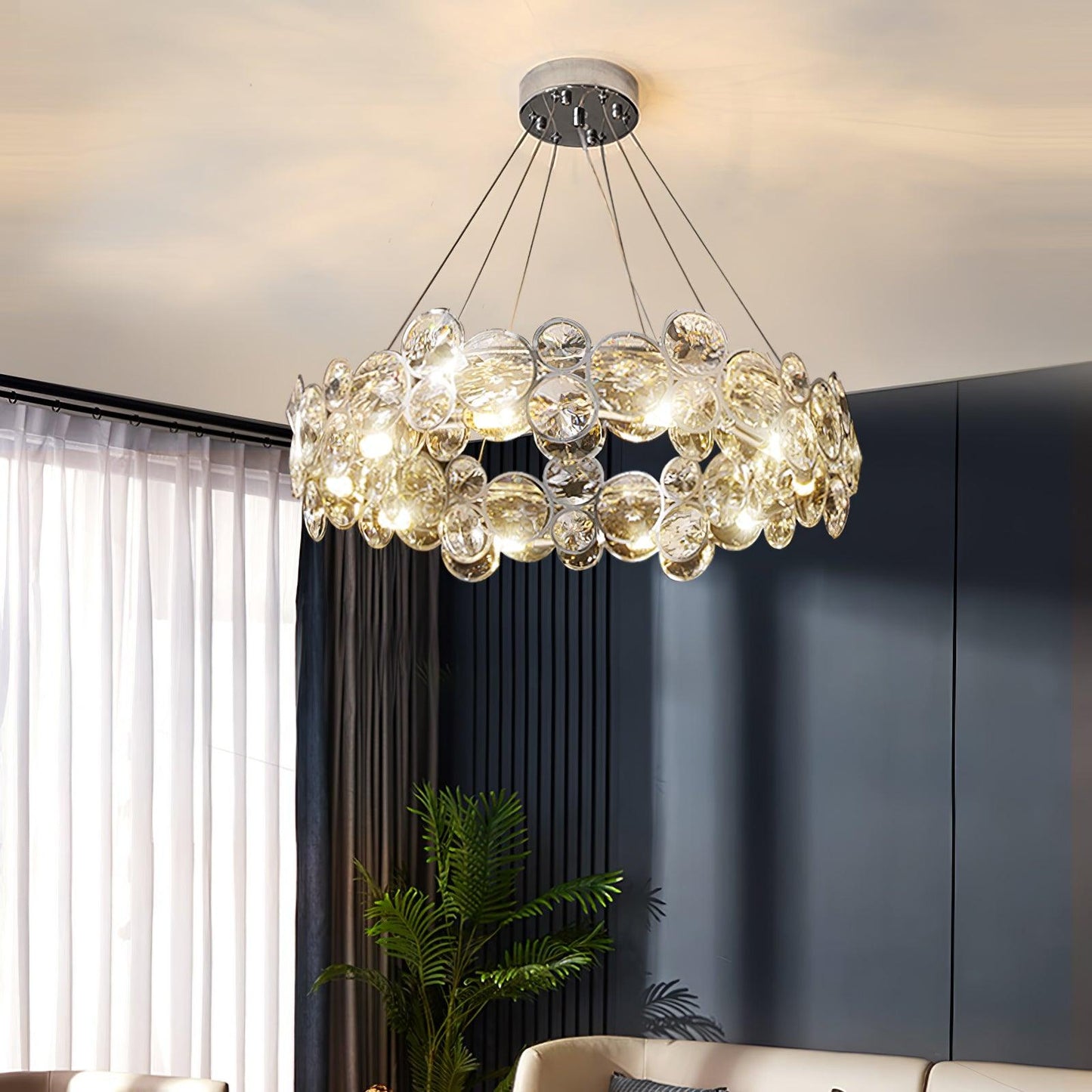 Chrome Round Crystal Chandelier