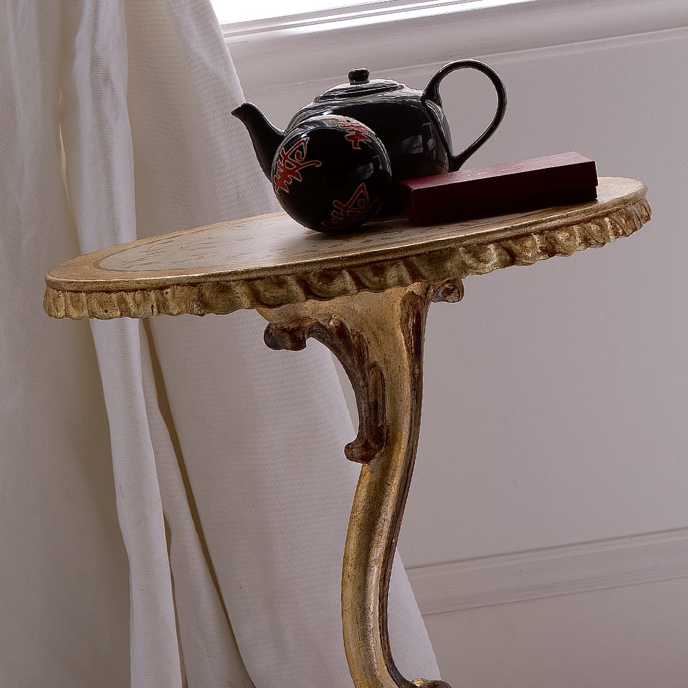 Classic Designer Italian Antiqued Gold Side Table