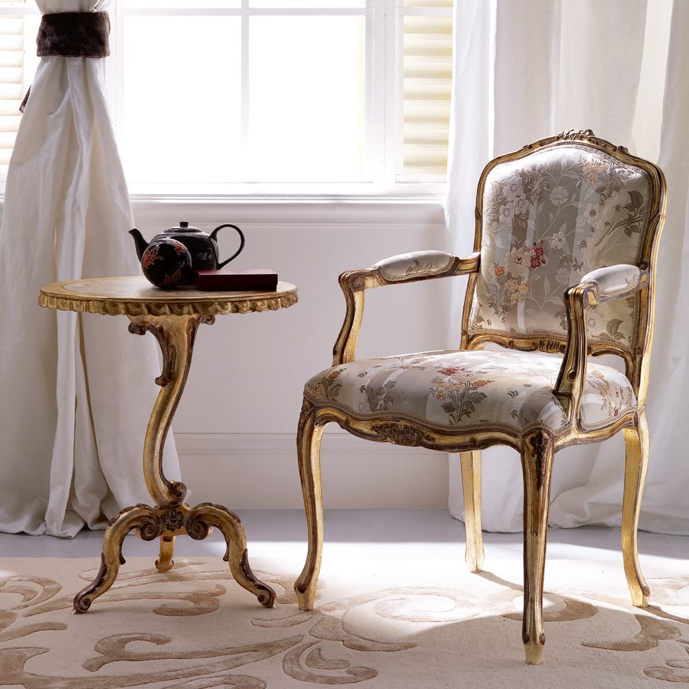 Classic Designer Italian Antiqued Gold Side Table