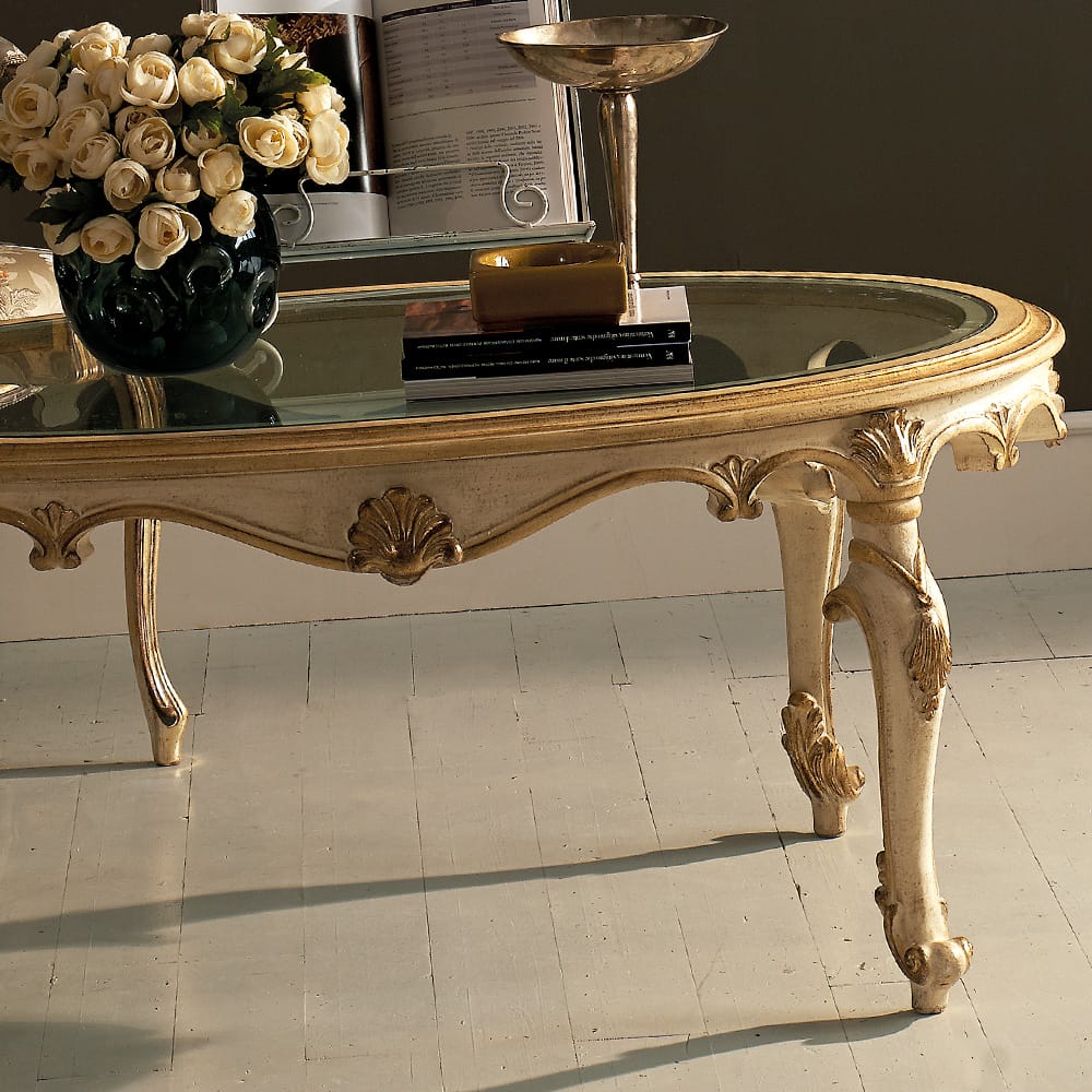 Classic Designer Italian Oval Glass Coffee Table