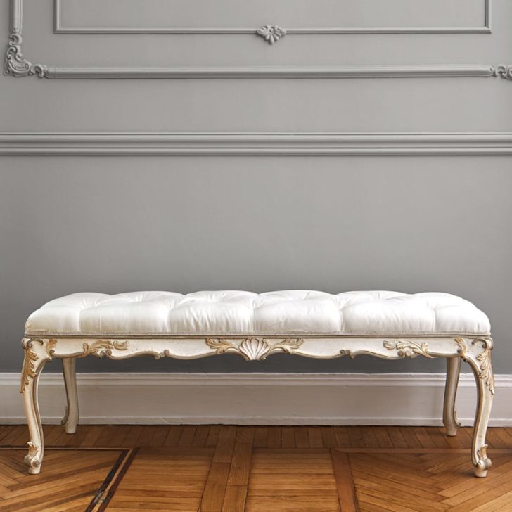 Classic Italian Designer Button Upholstered Bench