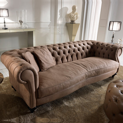 Italian Leather Modern Chesterfield Sofa