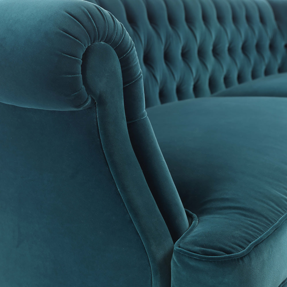 Classic Italian Designer Teal Velvet Sofa