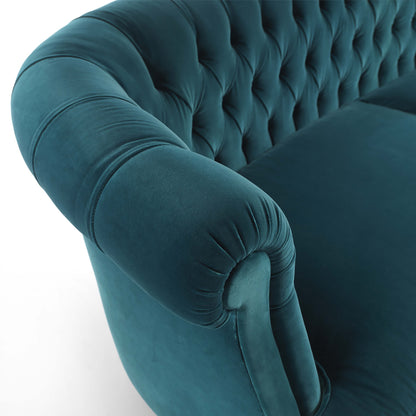 Classic Italian Designer Teal Velvet Sofa