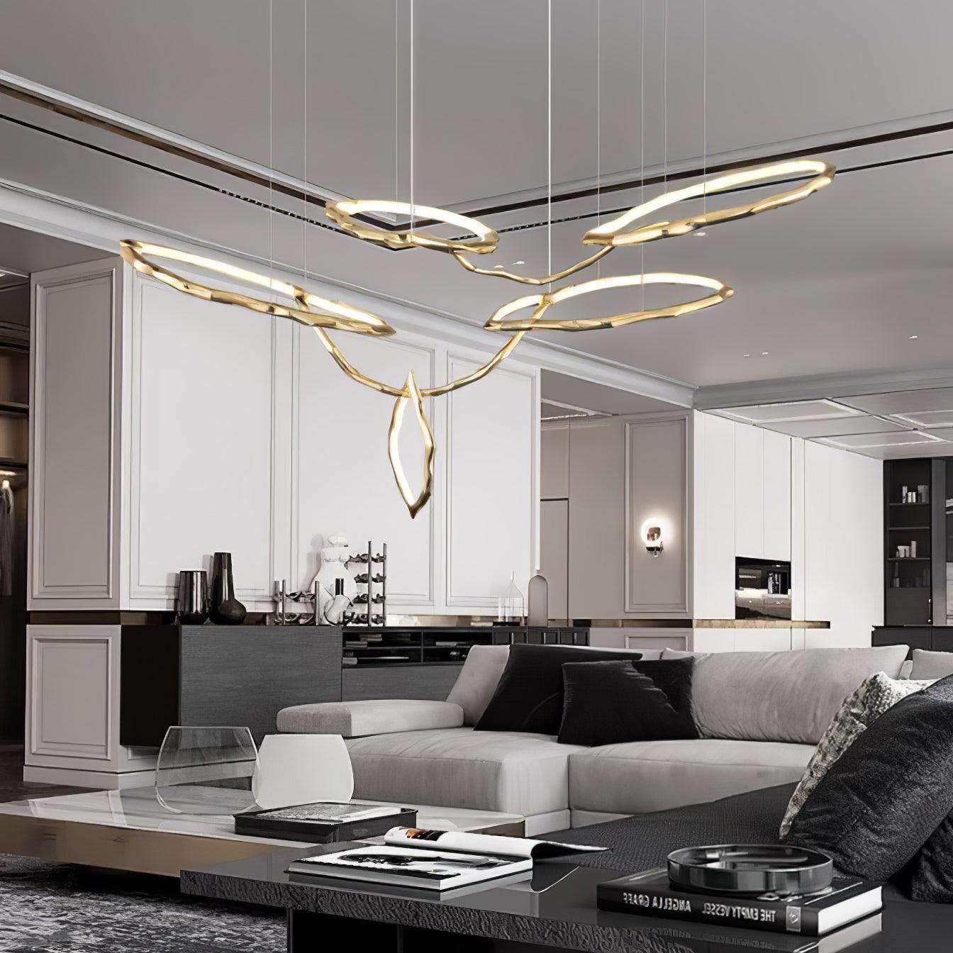 Cloud Rings Series Brass Chandelier