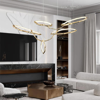 Cloud Rings Series Brass Chandelier