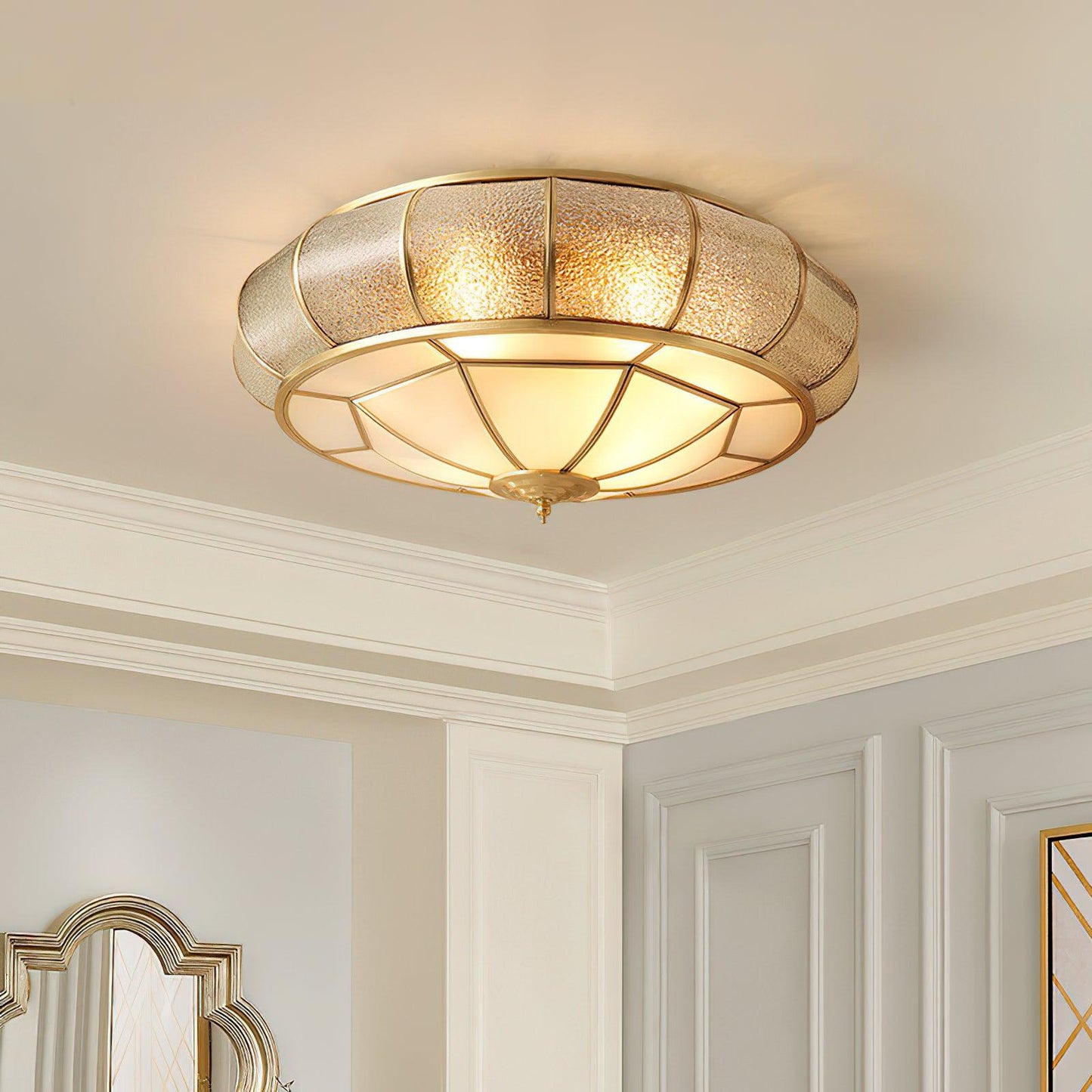 Colonial Glass Drum Ceiling Light