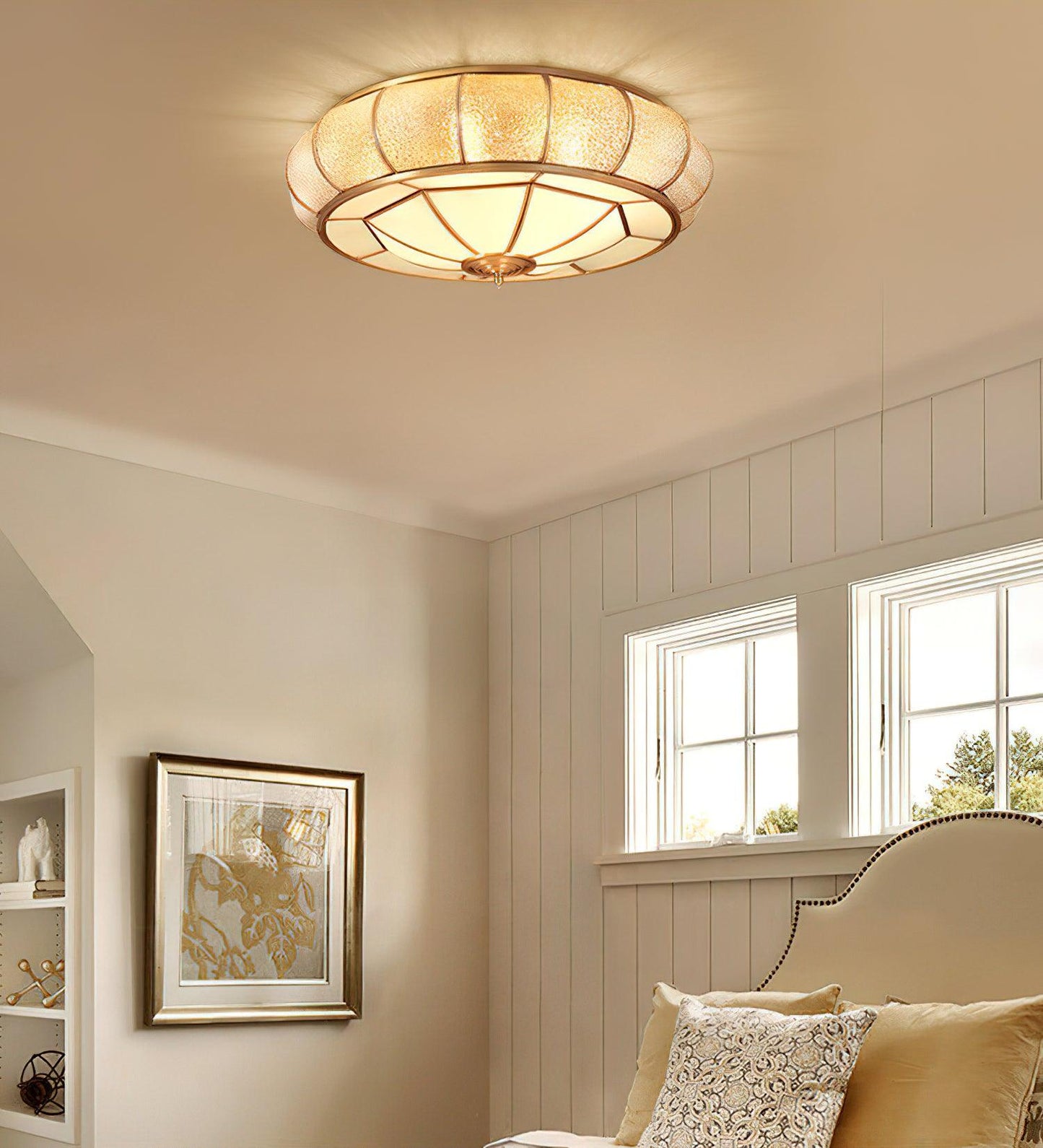 Colonial Glass Drum Ceiling Light