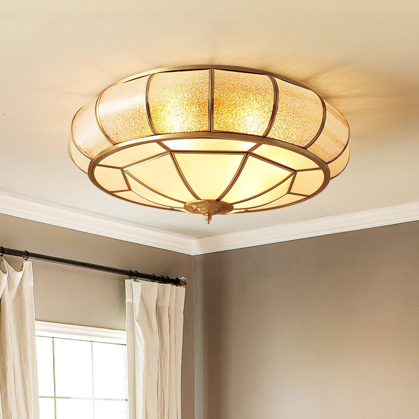 Colonial Glass Drum Ceiling Light