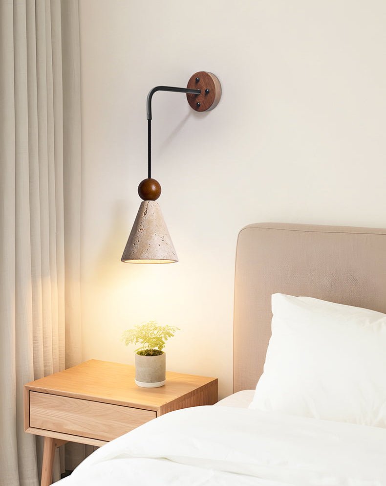 Cone Wood Bead Wall Sconce