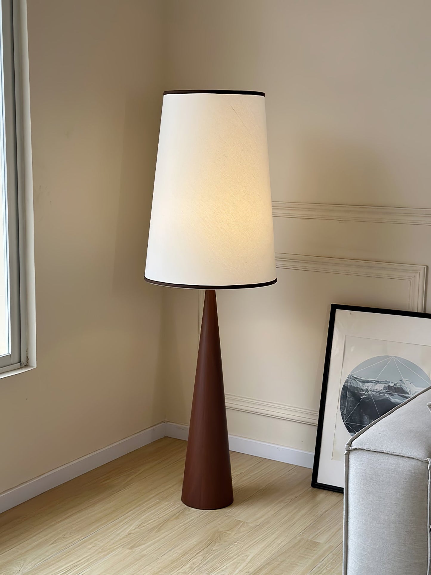 Faux Wood Conical Tall Lamp Floor Lamp