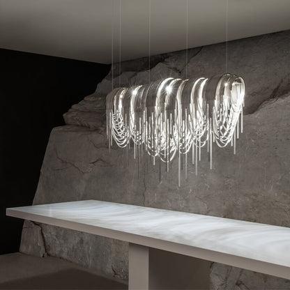 Contemporary Glamorous Rectangular Chain Chandelier