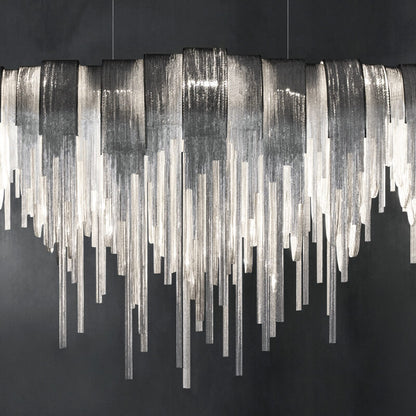 Contemporary Glamorous Rectangular Chain Chandelier