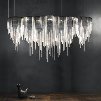 Contemporary Glamorous Rectangular Chain Chandelier