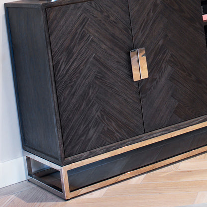 Contemporary Black Oak Finish Sideboard