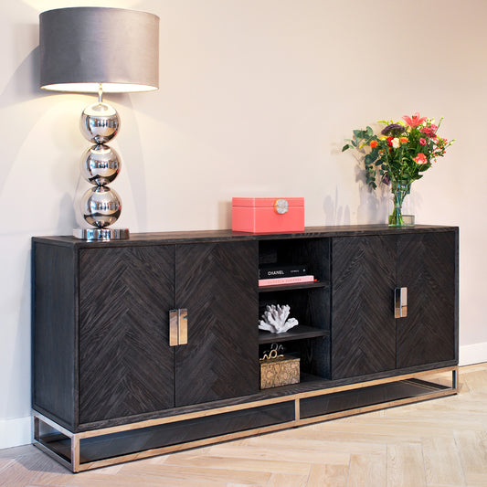 Contemporary Black Oak Finish Sideboard