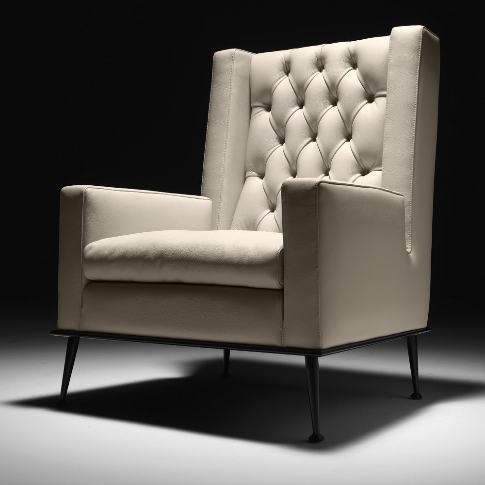 Contemporary Button Upholstered Leather Armchair