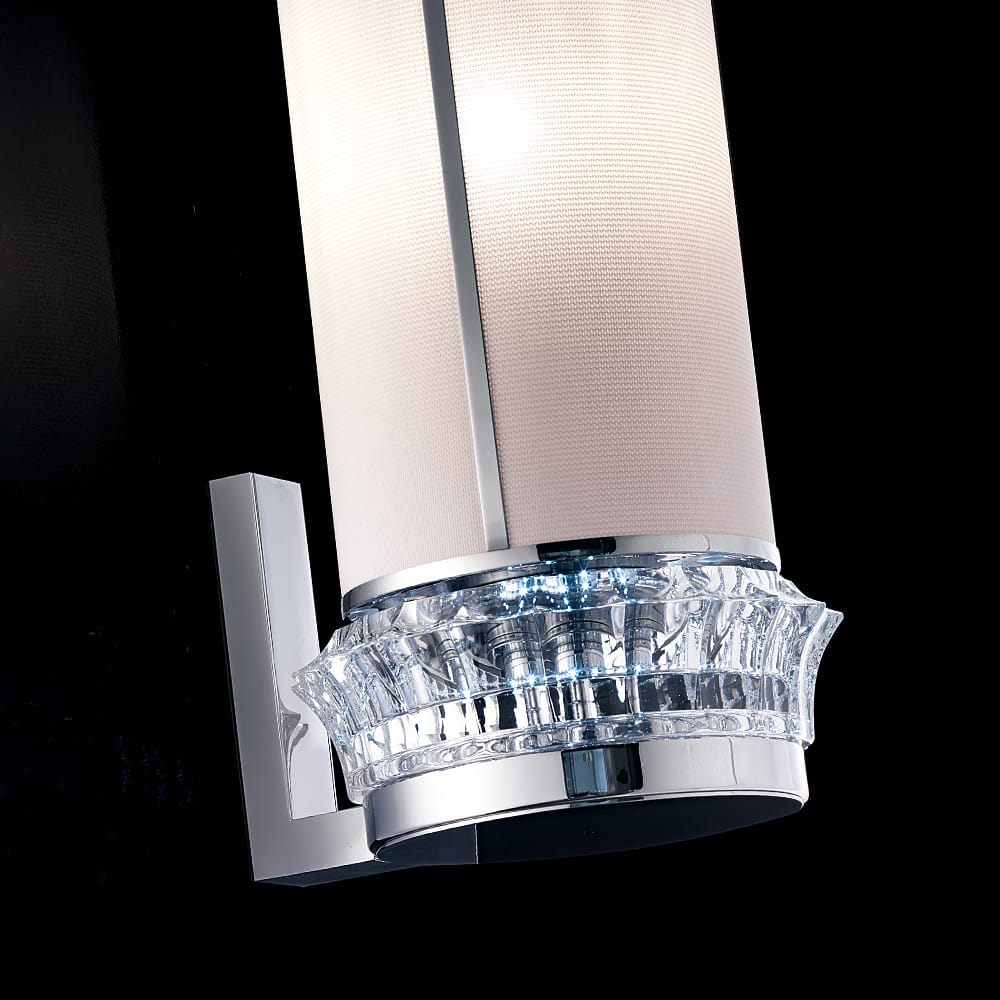 Contemporary Chrome Crystal Cylinder Wall Light