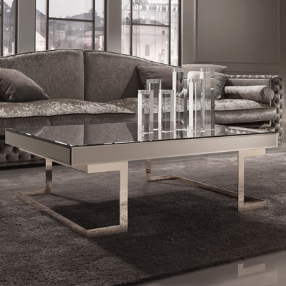 Contemporary Designer Italian Mirrored Glass Coffee Table