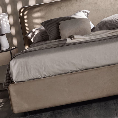 Contemporary Designer Italian Nubuck Upholstered Bed