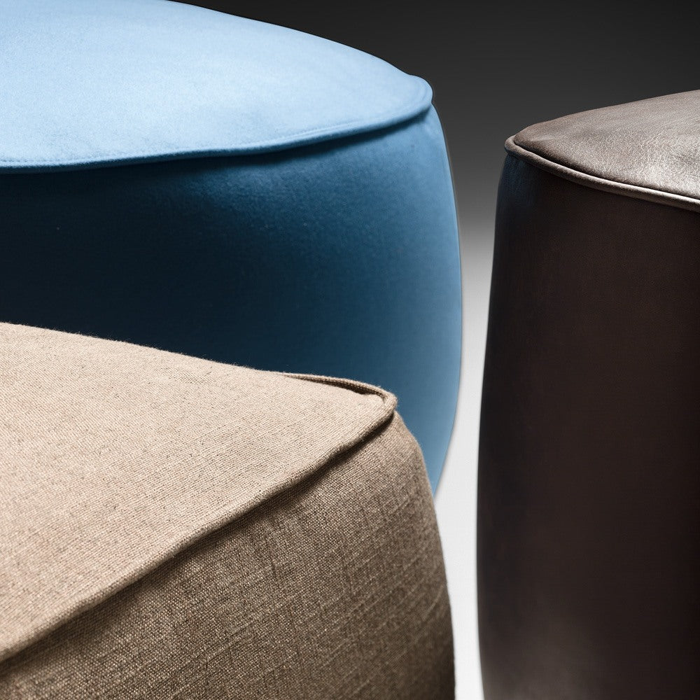 Contemporary Designer Leather Pouffe