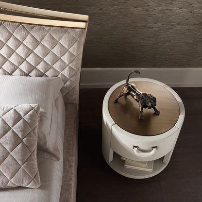 Contemporary Designer Leather Upholstered Bedside Cabinet