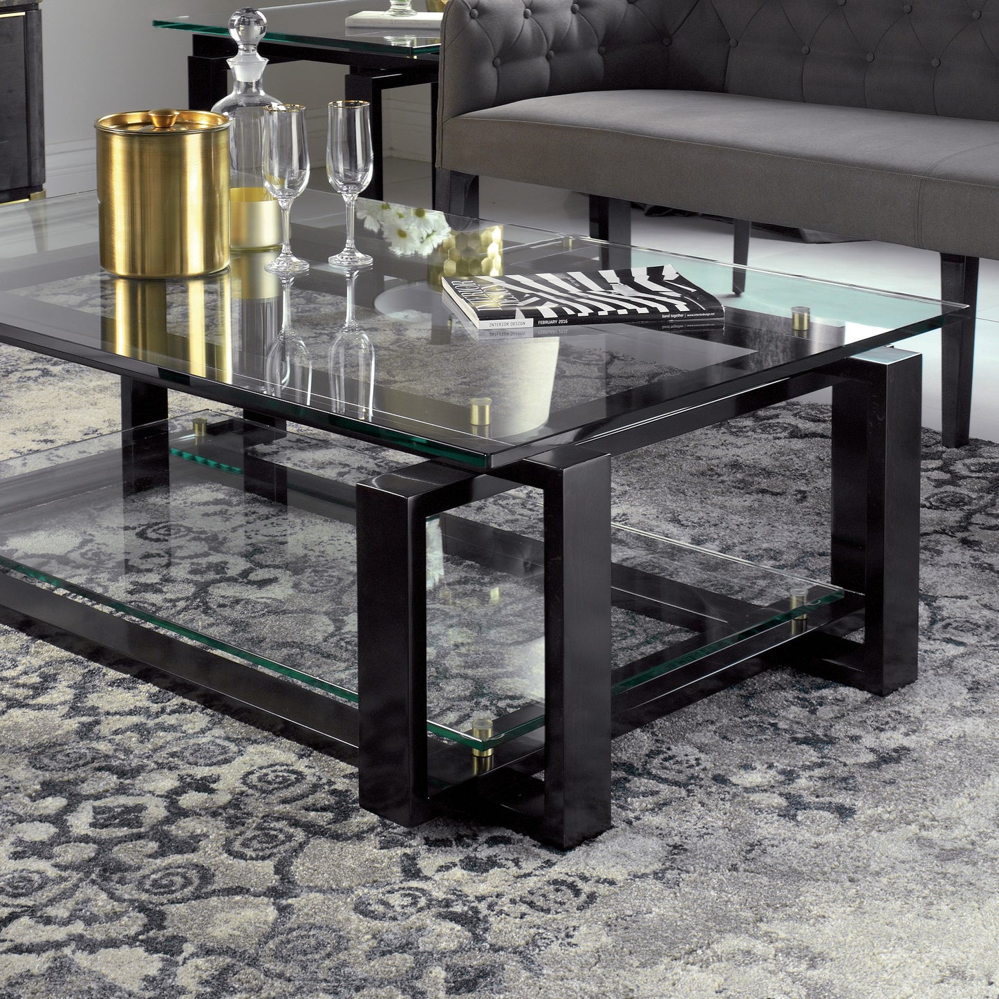 Contemporary Glass Top Coffee Table