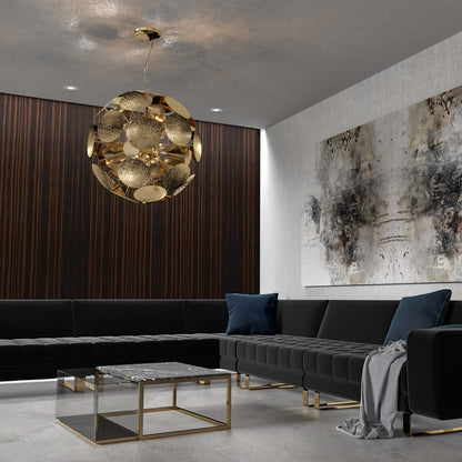 Contemporary Gold Plated Sphere Chandelier