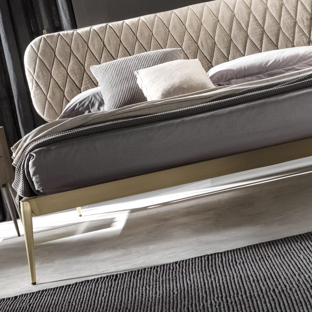 Contemporary Italian Designer Bed With Upholstered Headboard