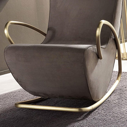 Modern Italian Designer Nubuck Rocking Armchair