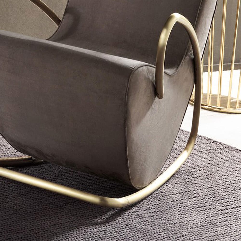 Modern Italian Designer Nubuck Rocking Armchair