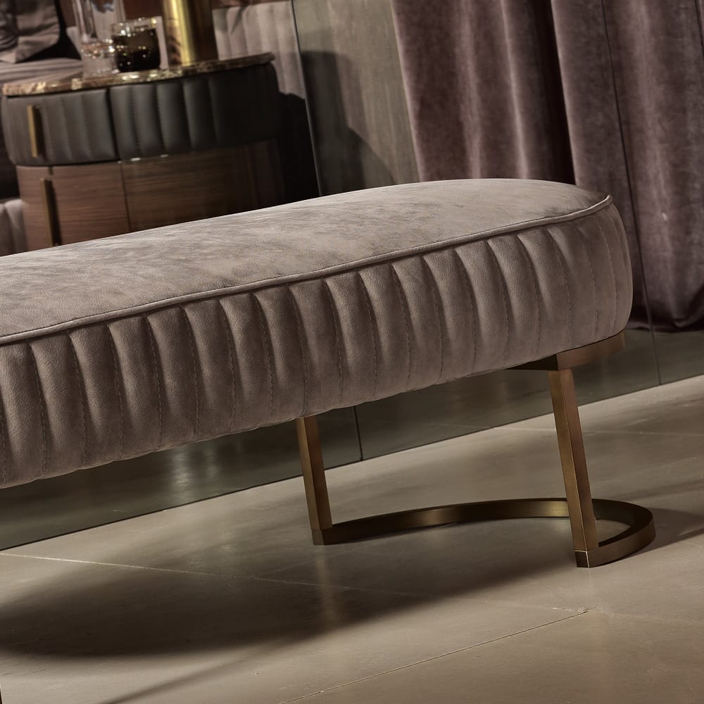 Contemporary Italian Designer Leather Upholstered Bench