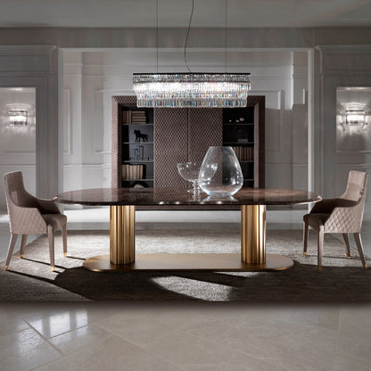 Contemporary Italian Large Oval Marble Dining Table