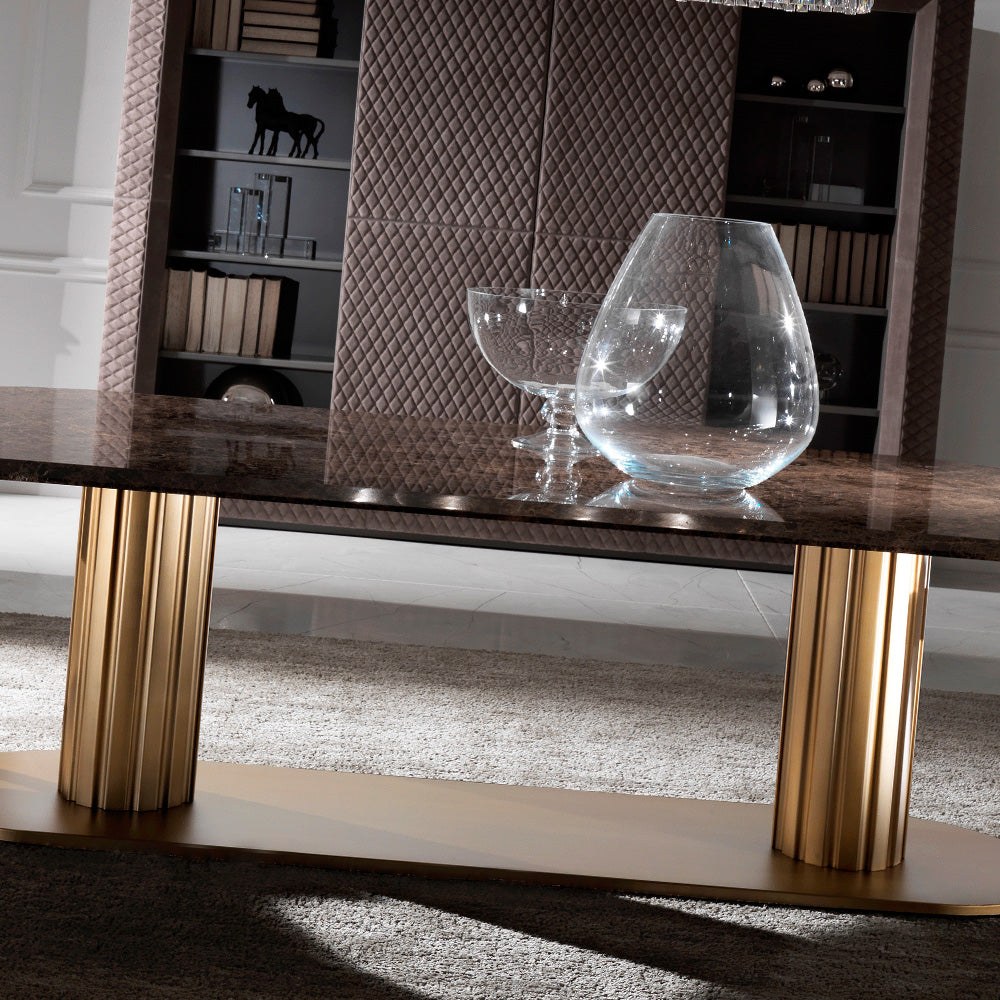 Contemporary Italian Large Oval Marble Dining Table