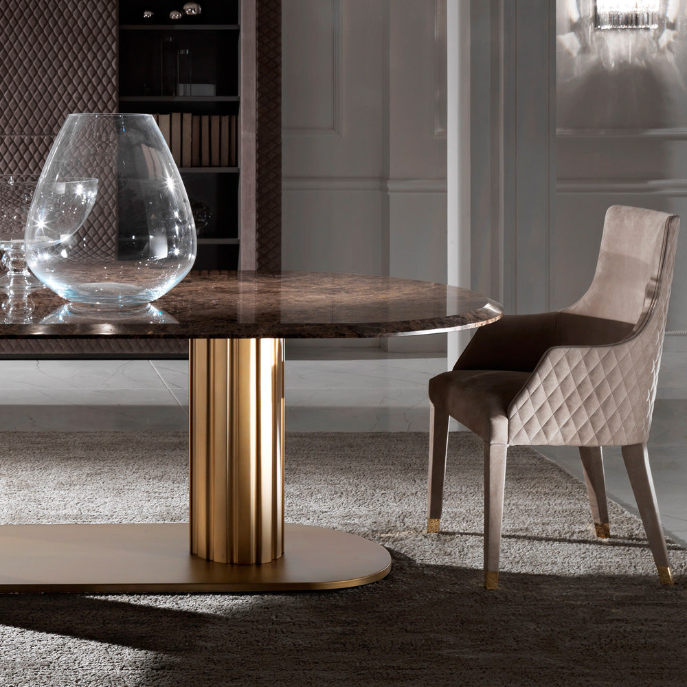 Contemporary Italian Large Oval Marble Dining Table