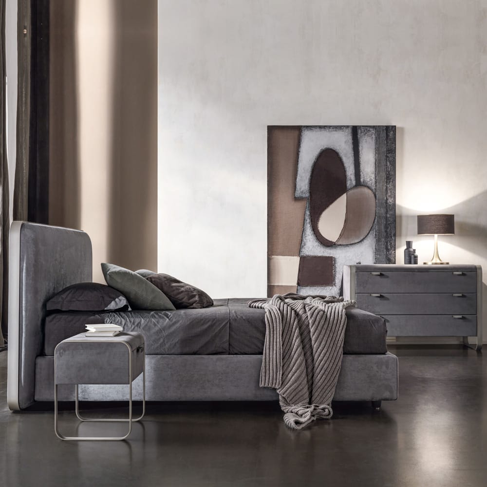 Contemporary Italian Upholstered Nubuck Bed