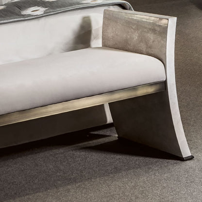 Contemporary Italian Upholstered Nubuck Designer Bench