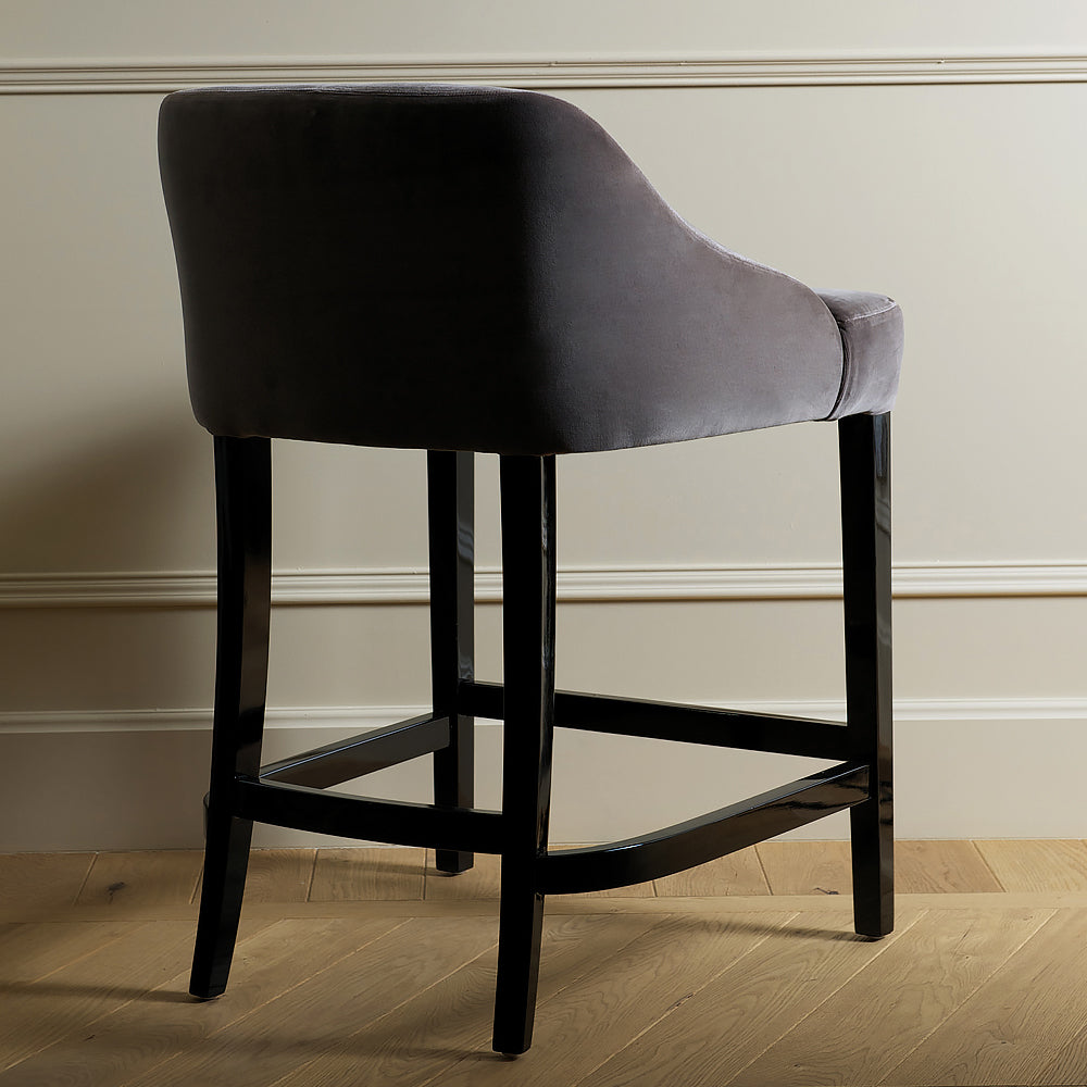 Contemporary Italian Upholstered Velvet Bar Chair