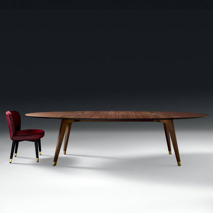 Contemporary Oval Walnut Designer Dining Table