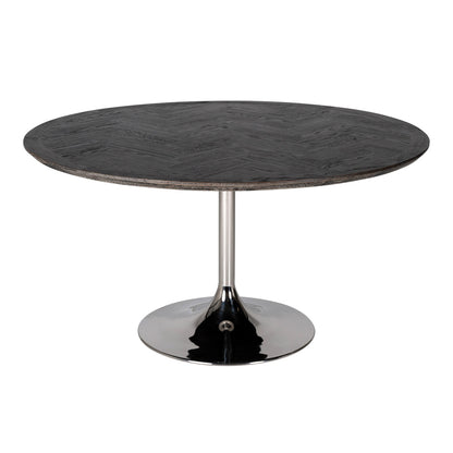 Contemporary Round Black Oak Finish Dining Table