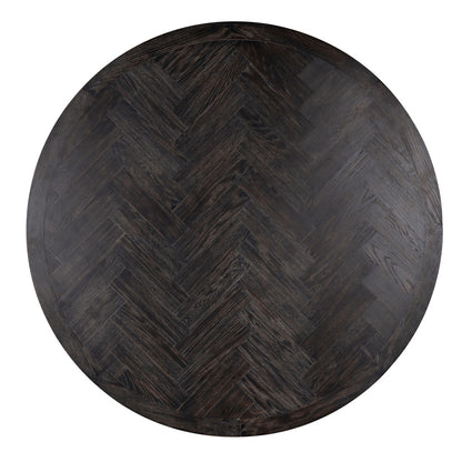 Contemporary Round Black Oak Finish Dining Table