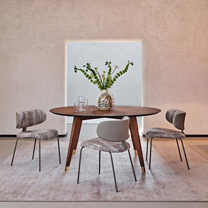 Contemporary Round Walnut Dining Table