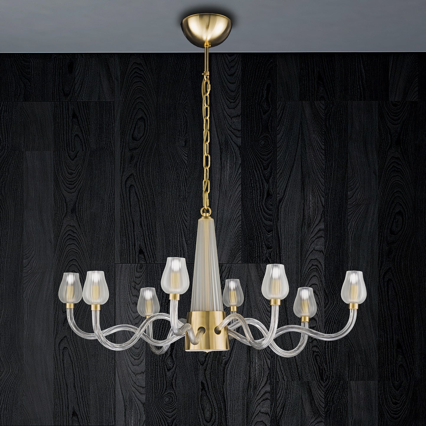 Contemporary Satin Glass Chandelier