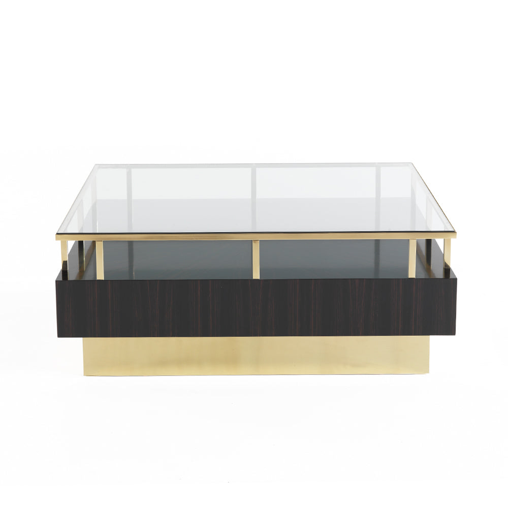 Contemporary Veneered Luxury Brass Coffee Table