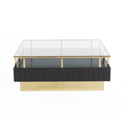 Contemporary Veneered Luxury Brass Coffee Table